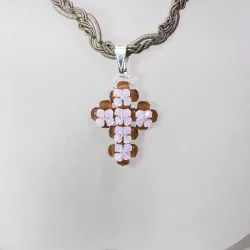 Pendant 40cm - Serina-Khaki Braid - Pendant 40cm - Laiton argenté